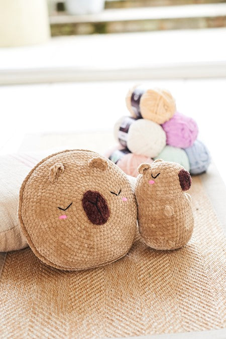 Capybara Plushie and Cushion Pattern - Chenille Chunky