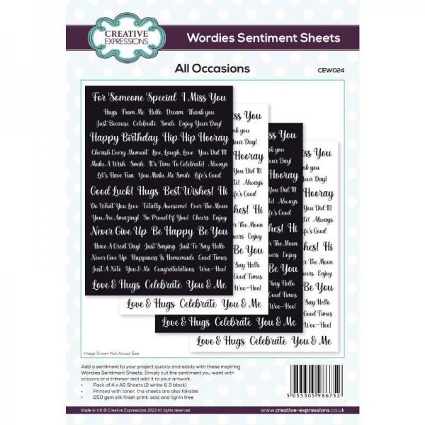 Wordies Sentiment Sheets All Occasions
