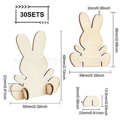 Wooden Stand, Unfinished Wooden Easter Bunny 3D Rabbit, for DIY Craft Painting