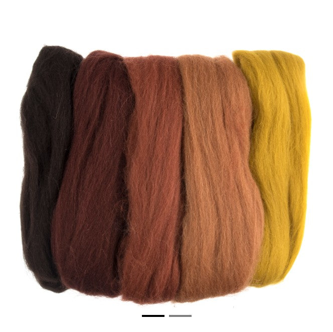 Natural Wool Roving: 50g: Assorted Autumn