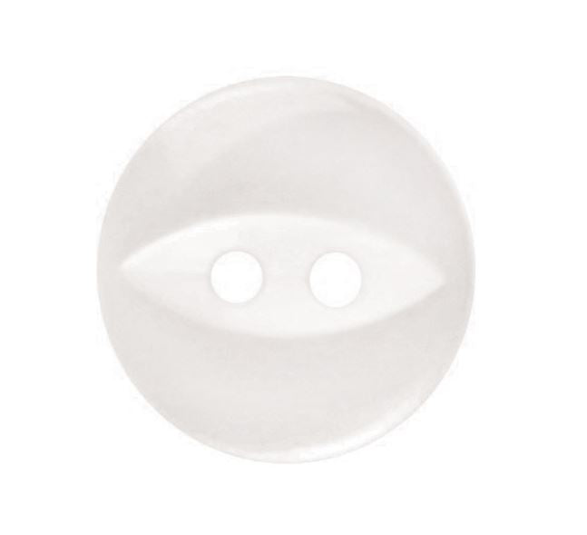 Fish Eye Polyester Button 11mm White 1pc