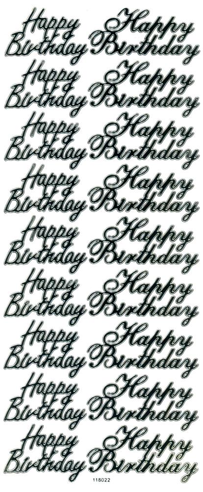 Habico Peel Off Stickers - Happy Birthday - Silver On White