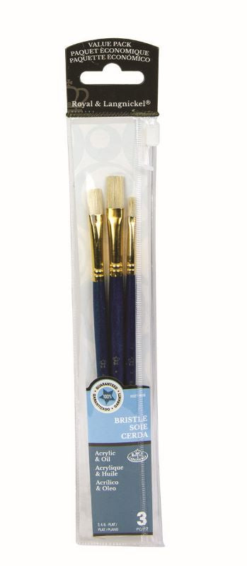 Royal & Langnickel 3 PC BRISTLE BRUSH SET FLAT (2,4,6)