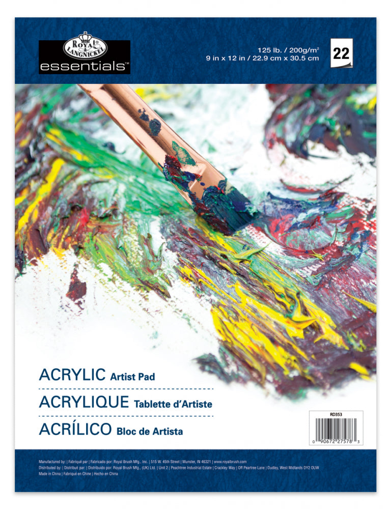 Royal Langnickel Essentials Acrylic Paint Artist Pad 9"X12" - 22 sheets