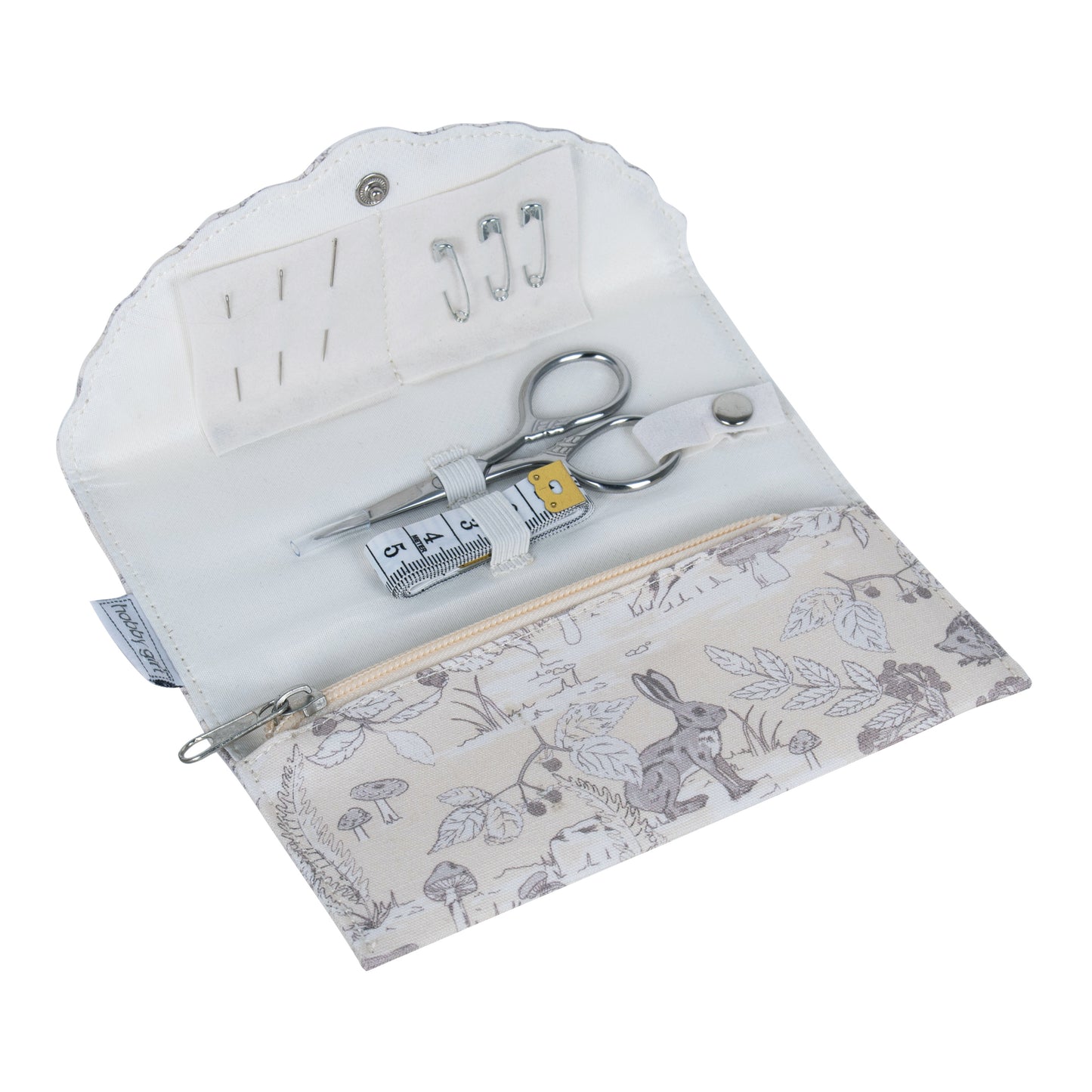 Sewing Kit: Fold-Over: Scalloped Edge: Woodland Toile