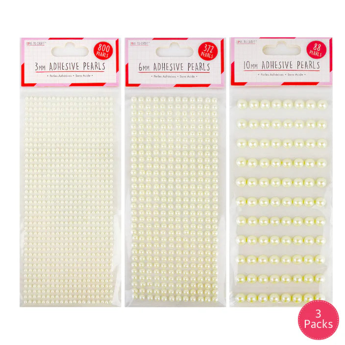 Love To Craft - 3 mm Adhesive Pearls -Ivory
