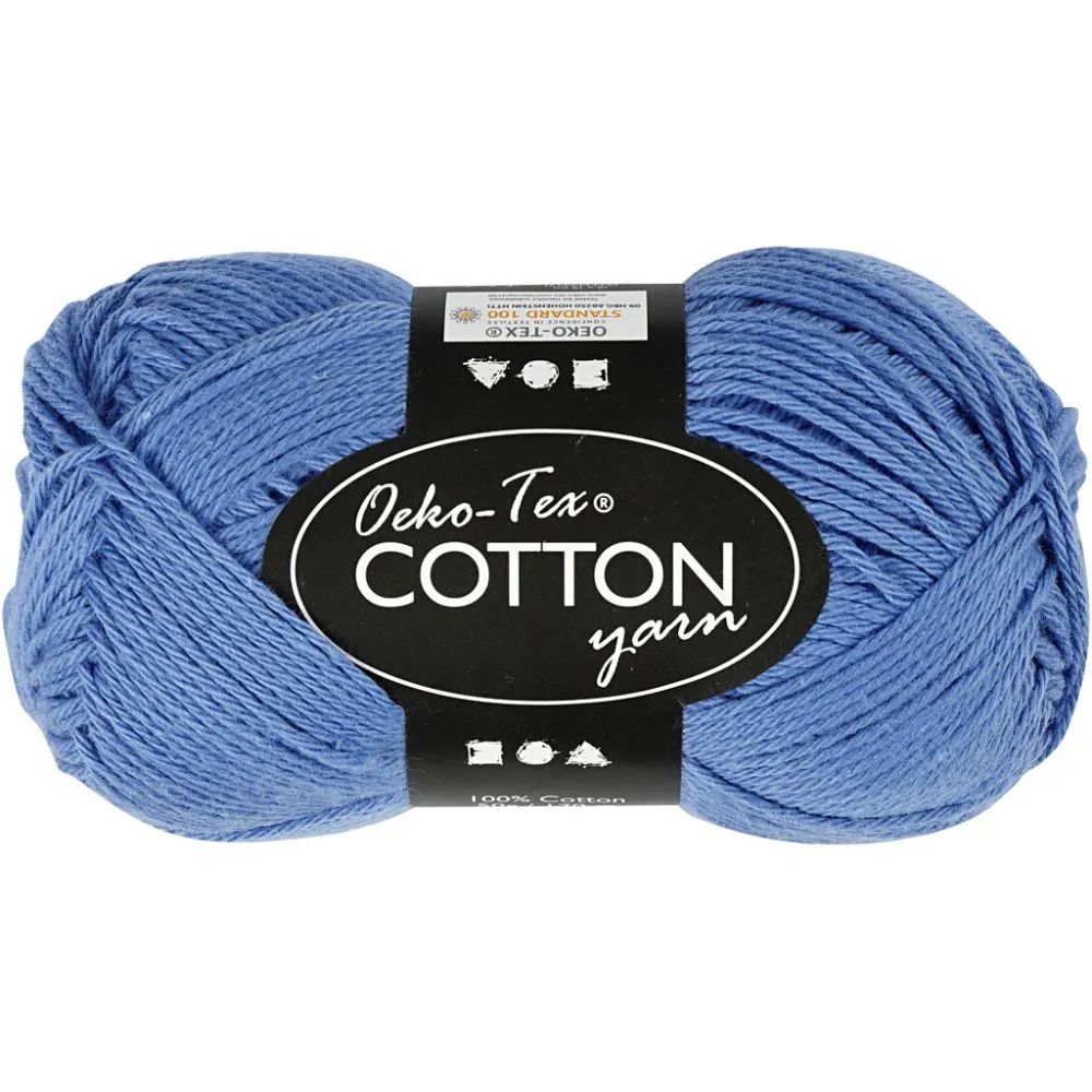 Oeko-Tex Cotton Yarn, no. 8/4, L: 170 m, blue, 50 g/ 1 ball