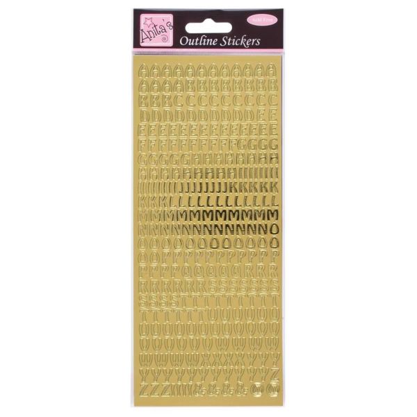 Anitas Outline Stickers Capital Letters Gold
