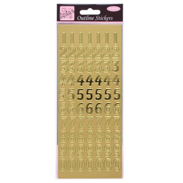 Anitas Outline Stickers Large Numbers Gold