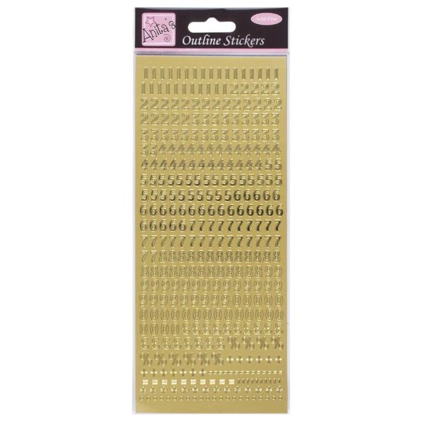 Anitas Outline Stickers Small Numbers Gold