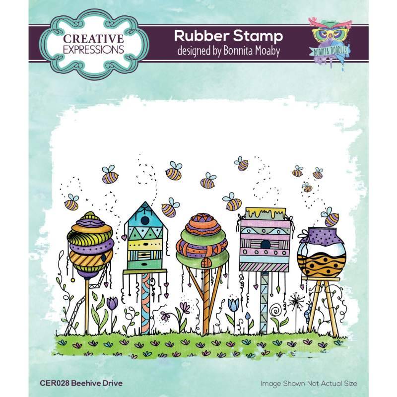 Bonnita Moaby Beehive Drive 5.9 in x 4 in Rubber Stamp
