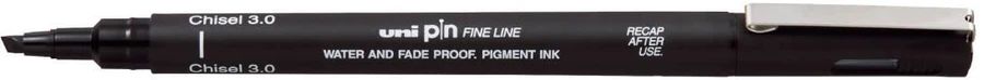 Uni Pin Chisel 3.0mm Fine Liner Drawing Pen - Black Ink