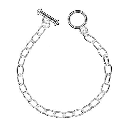 Large Link Charm Bracelet w/toggle Silver Plated (7.5")