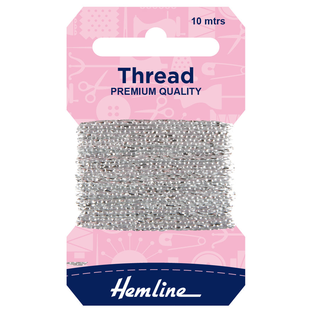 Hemline Glitter Thread - Silver 10m