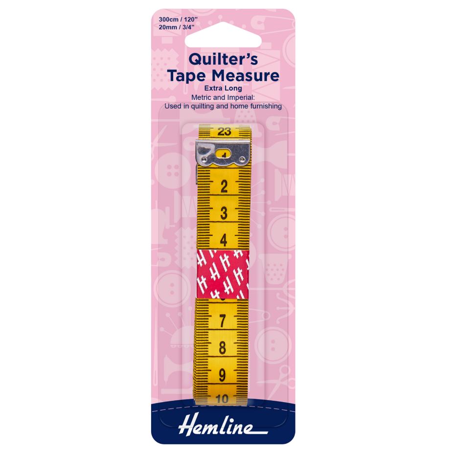 Hemline Quilters Tape Measure 300cm 20mm