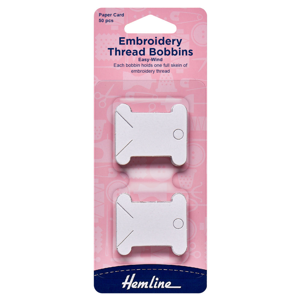 Hemline Embroidery Thread Bobbins Paper Card 50Pcs
