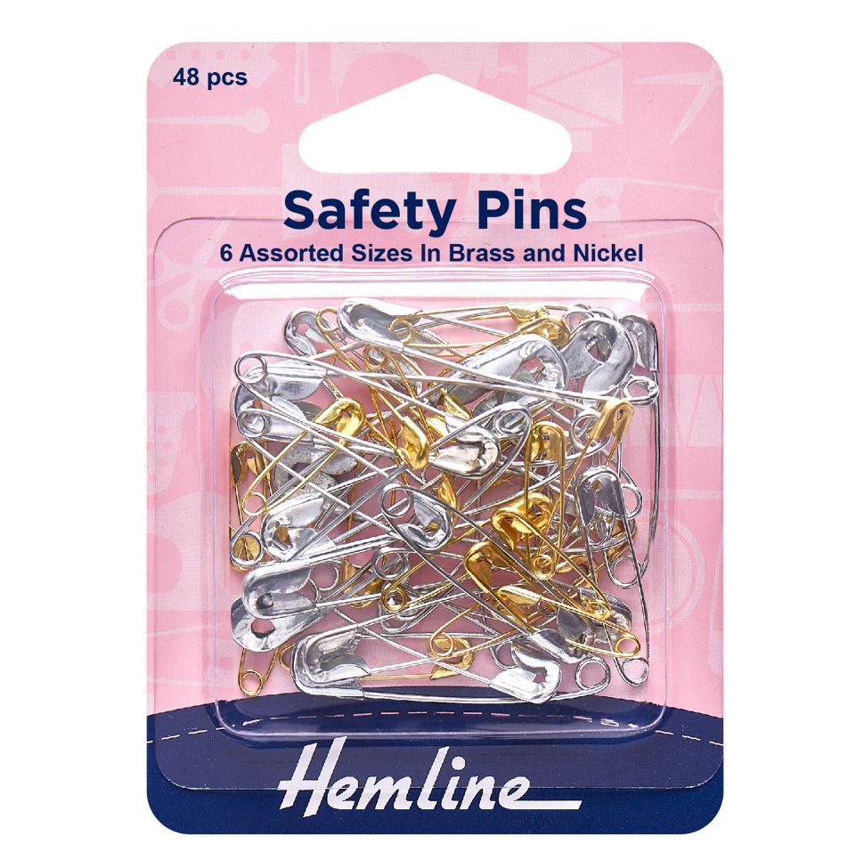 Hemline Safety Pins Assorted Value Pack (48 Pieces)