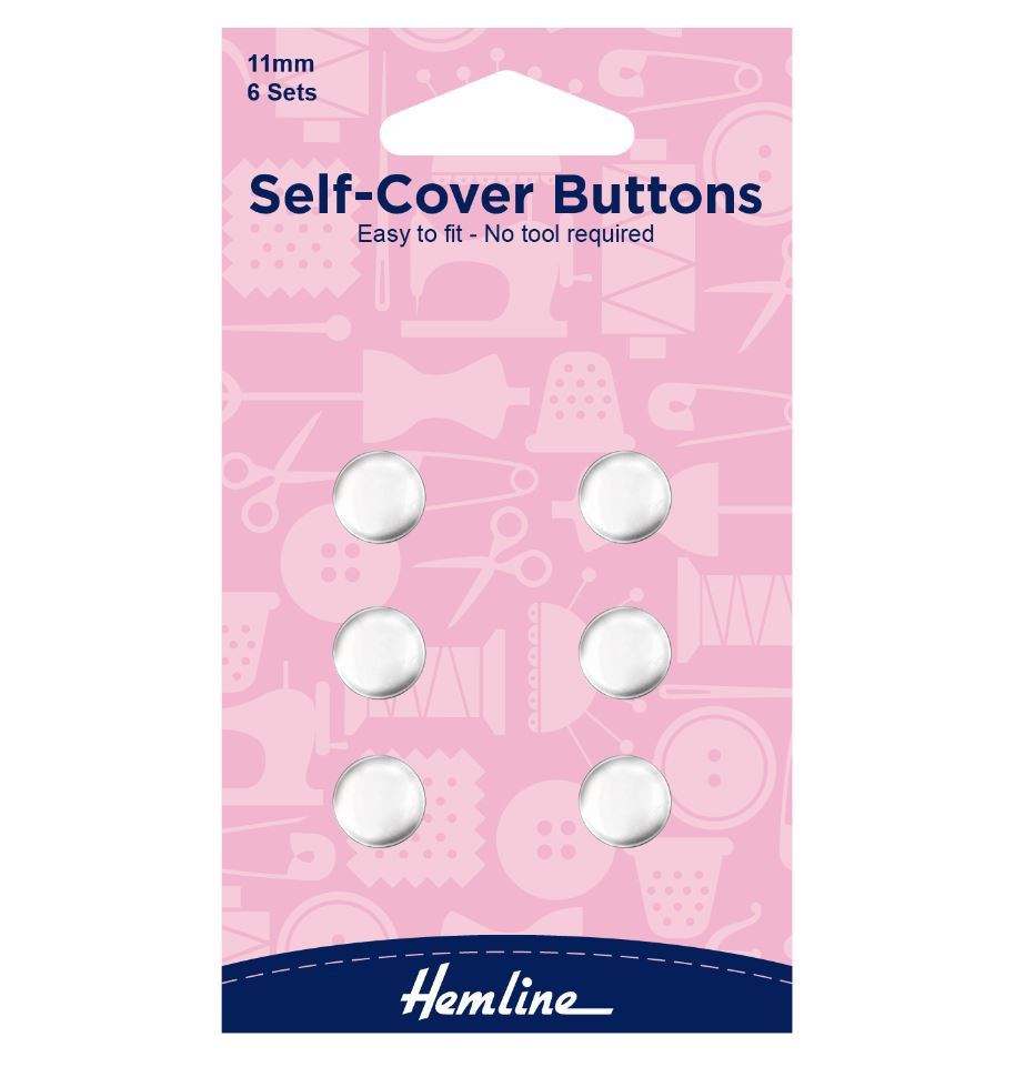 Hemline Self Cover Buttons 11mm 6 Sets