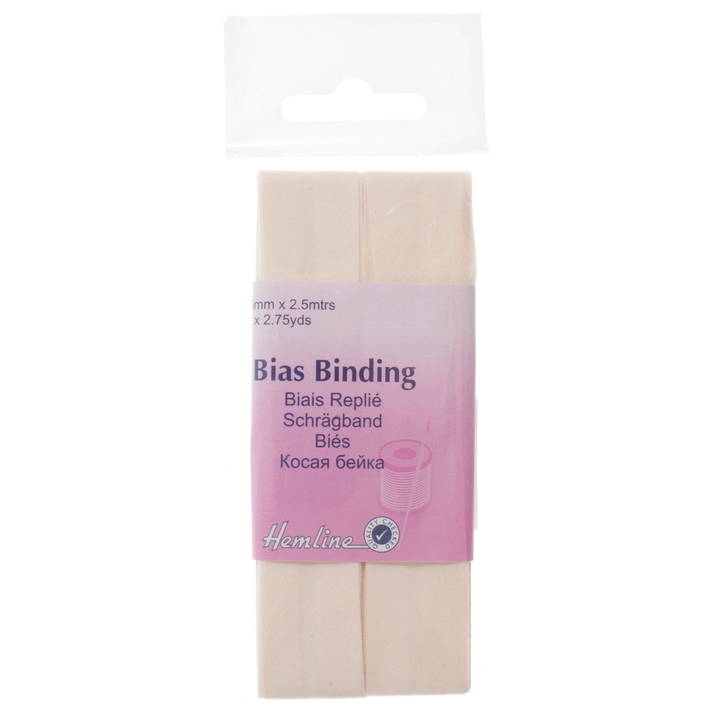 PolyCotton Bias Binding 25mm 2.5m - Cream
