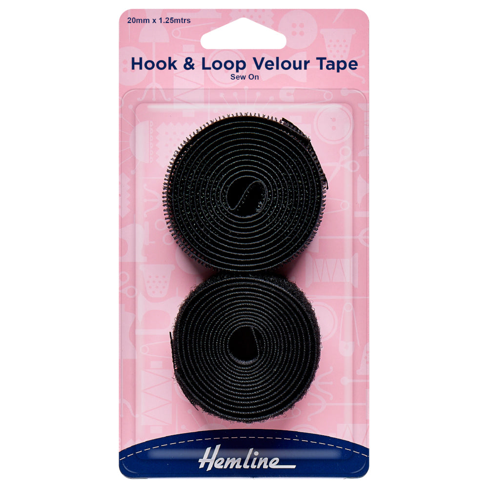 Hemline Hook & Loop Velour Tape 20mm x 1.25m