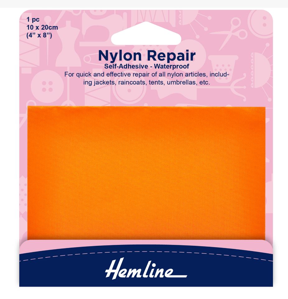 Hemline Self Adhesive Nylon Repair Patch Orange - 10 x 20cm