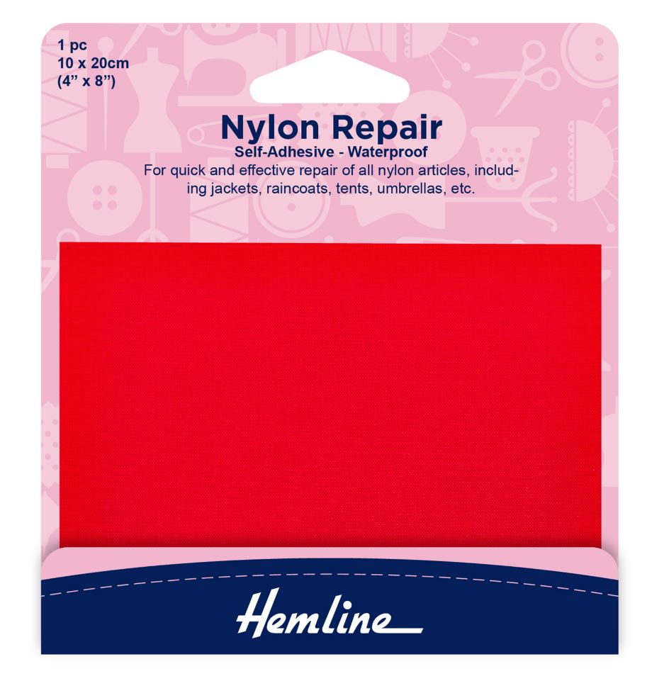 Hemline Self Adhesive Nylon Repair Patch Red - 10 x 20cm