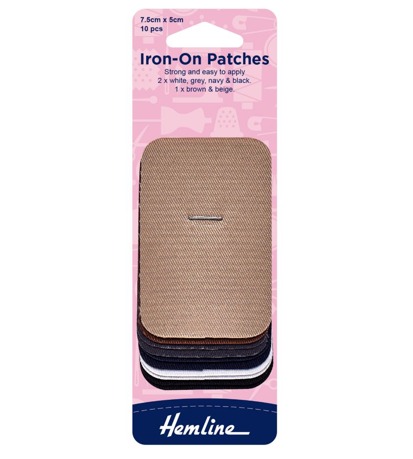 Hemline Iron On Patches 7.5x5cm (10 Pack)