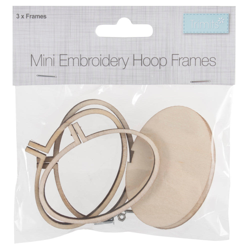 Mini Embroidery Hoop: Oval: 60 x 40mm: 5 Packs of 3 Hoops
