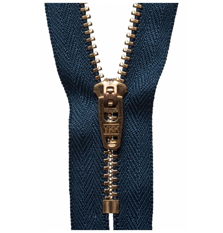 18cm Brass Jean Semi Auto Lock Zip Dark Navy