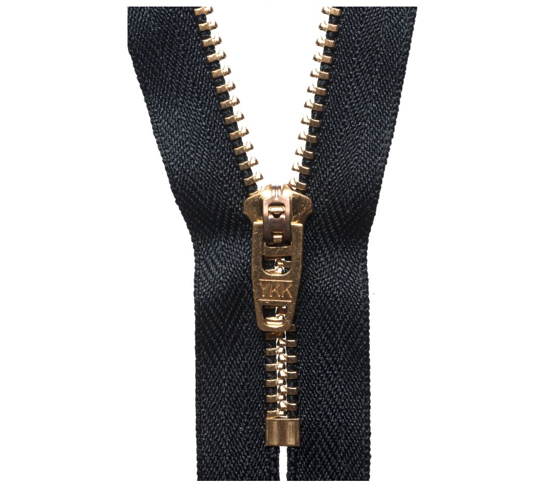 18cm Brass Jean Semi Auto Lock Zip Black
