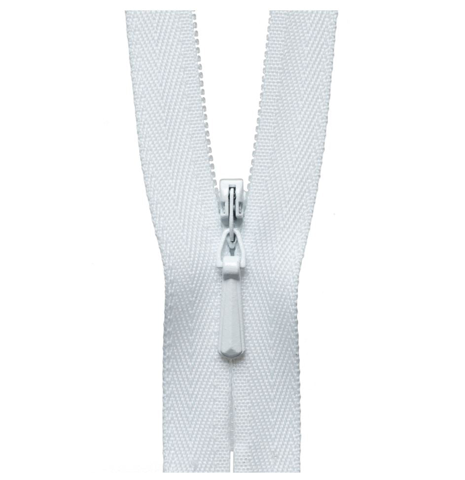 23cm Concealed Zip White