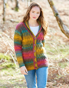 Ladies Shawl Collar Cardigan in Hayfield Spirit Chunky