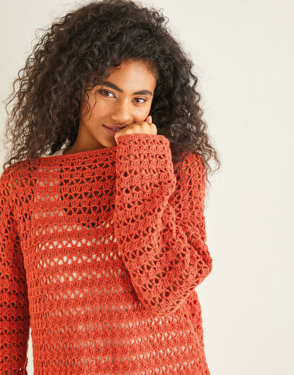 10244 - Boat Neck Crochet Tunic in Sirdar Country Classic 4 PLY