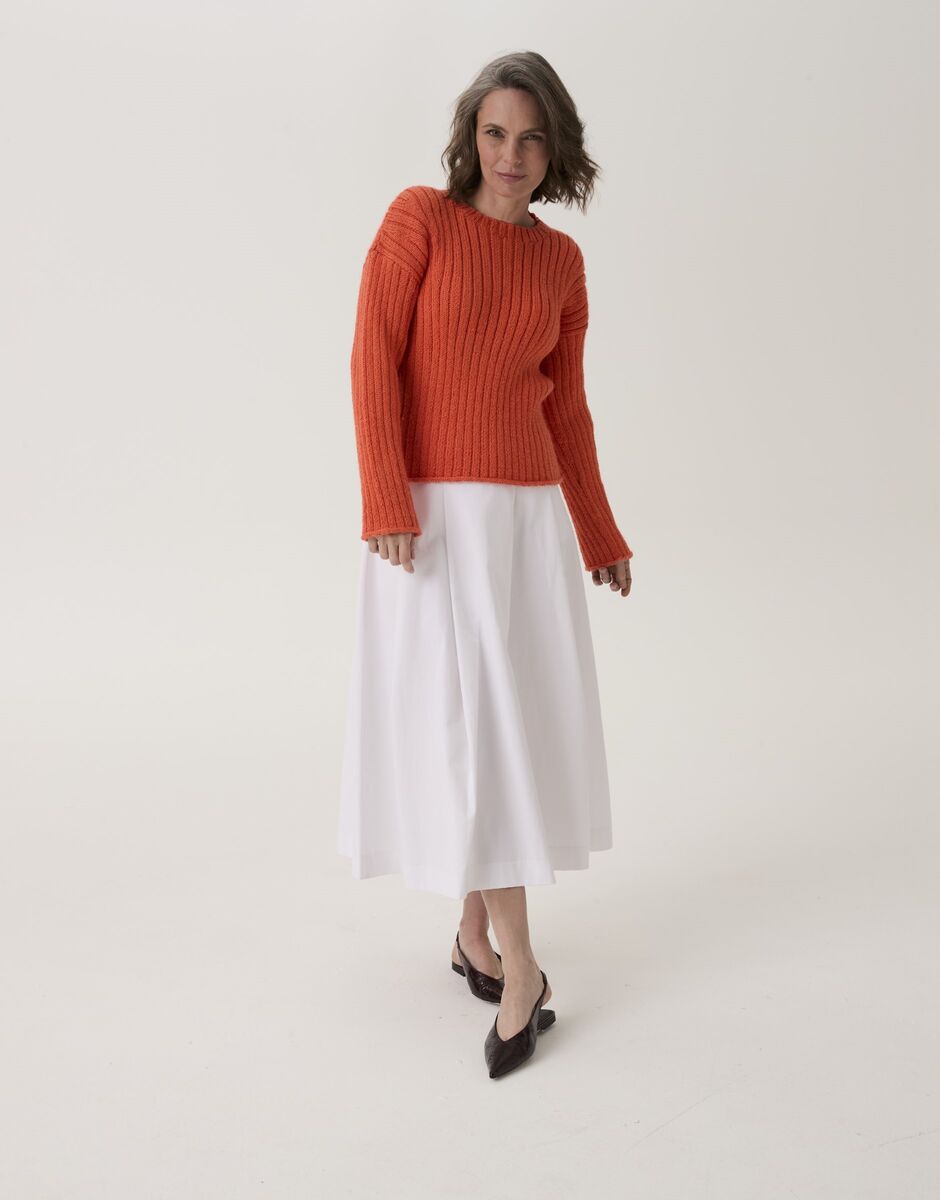 10909 - Trumpet Flower Rib Sweater Knitting Pattern