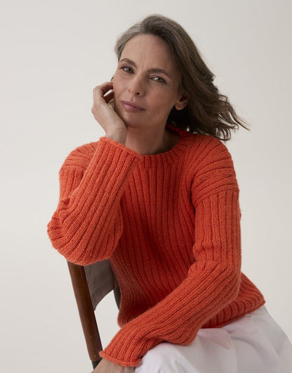 10909 - Trumpet Flower Rib Sweater Knitting Pattern