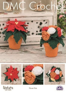 DMC Natura Flower Pots Poinsettia Begonia Crochet Pattern