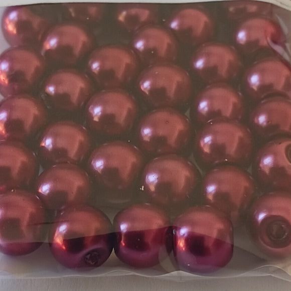 Value Beads - 6mm Glass Pearl - Red/Brown