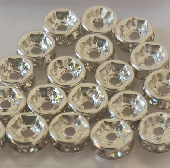 Rhinestone Rondelle - 6mm - 20 Pieces