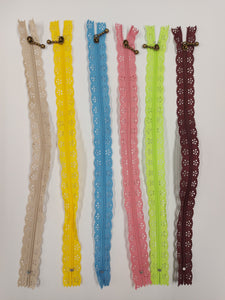 30cm Nylon Lace Zippers - Assorted Colours