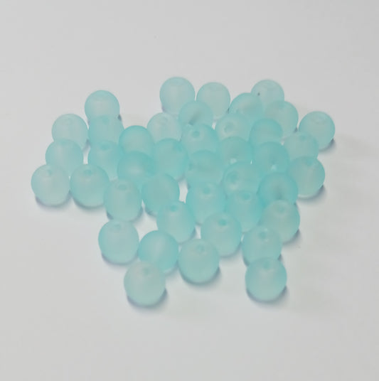Value Beads - 6mm Glass Frosted- Lt Sky Blue