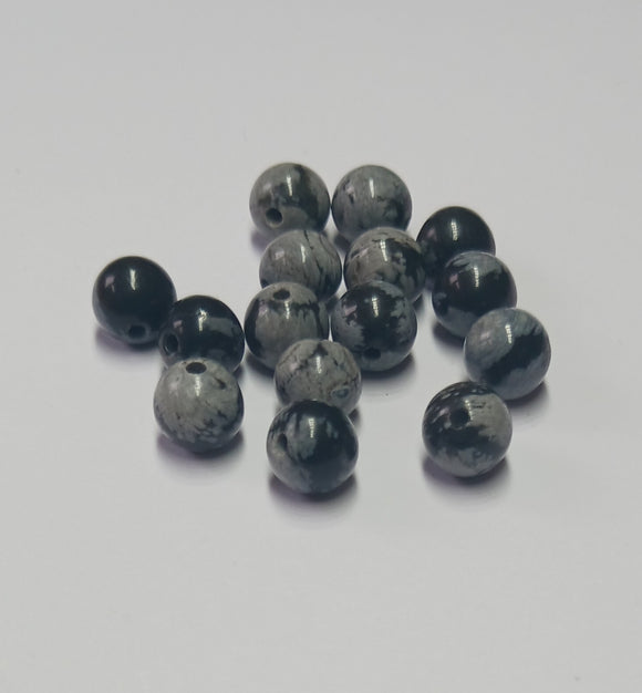 GEMSTONE - 6mm Snowflake Obsidian - 15 x Beads