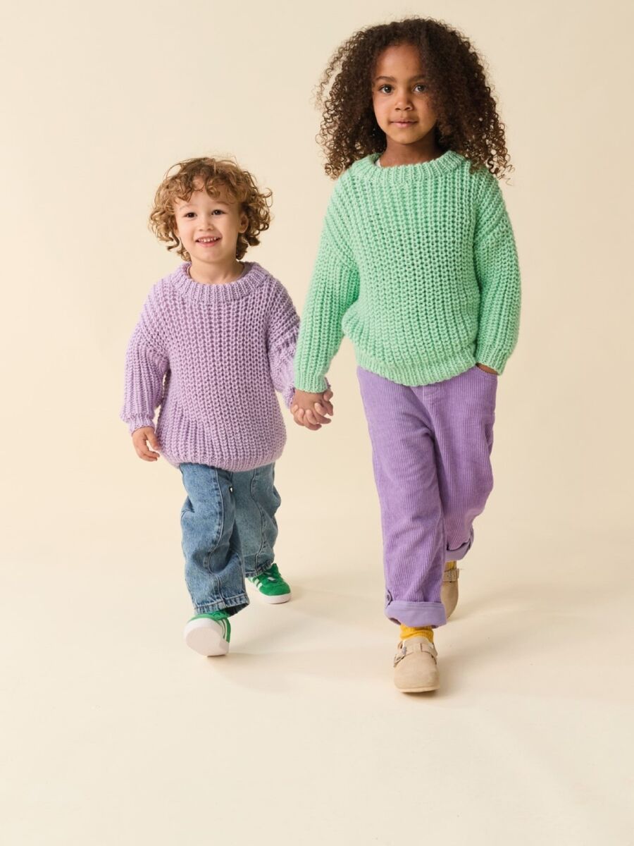 Scandi Rib Sweater Childrens Knitting Pattern In Sirdar Snuggly Chunky