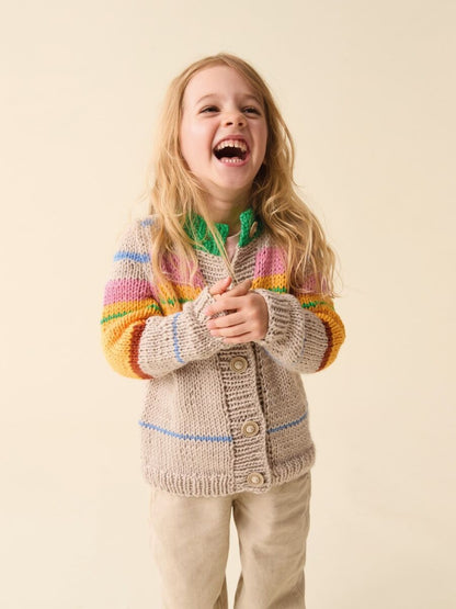 Scandi-Striped Cardi Childrens Knitting Pattern In Sirdar Snuggly Chunky