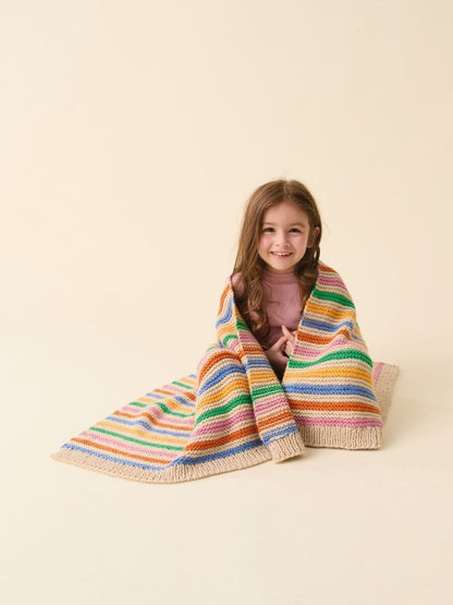 Scandi Stripes Blanket Childrens Knitting Pattern In Sirdar Snuggly Chunky