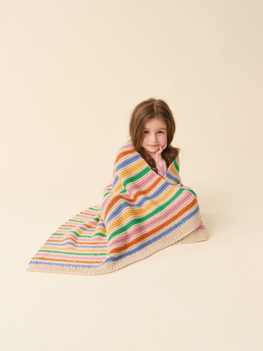 Scandi Stripes Blanket Childrens Knitting Pattern In Sirdar Snuggly Chunky