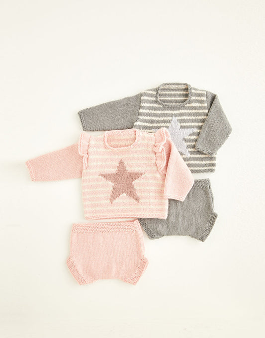 Two Piece Striped Star Set in Hayfield Baby Bonus DK
