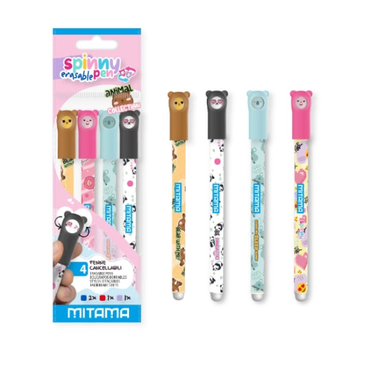 Mitama Spinny Erasable Pen 4 Piece - Assorted