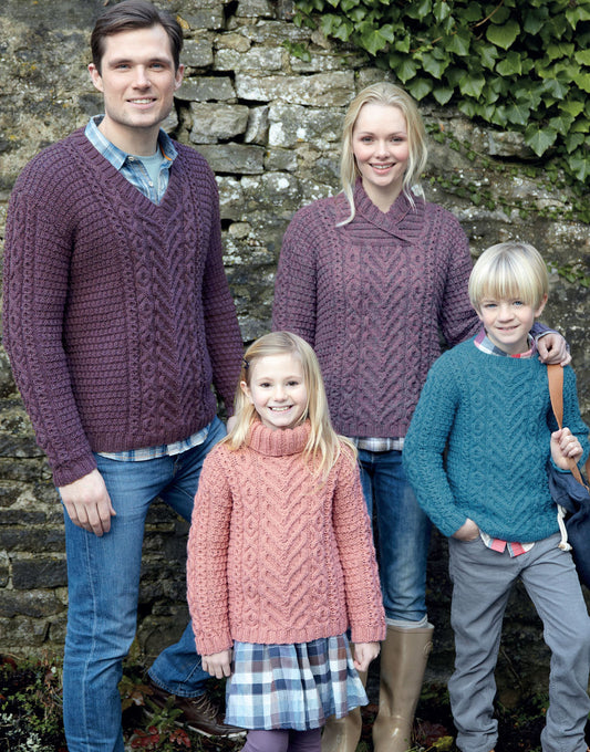 Sweaters in Hayfield Bonus With Wool Aran Pattern
