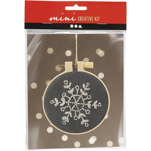 Mini Craft Kit Embroidery, Grey Snowflake