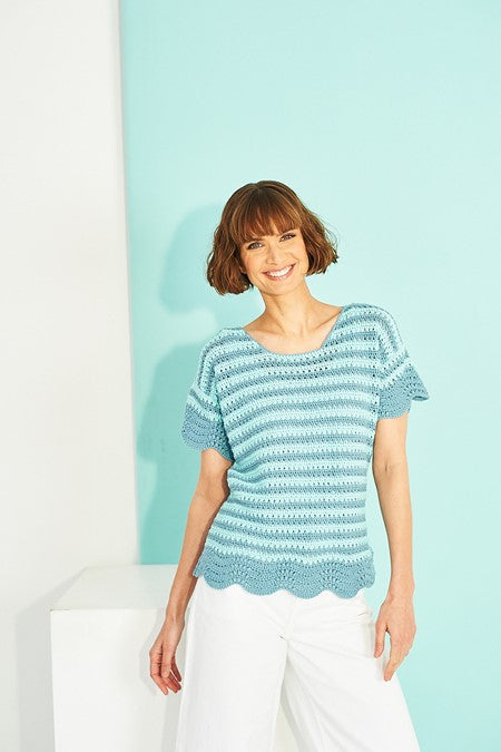 9916 Crochet Tee Shirt and Cardigan